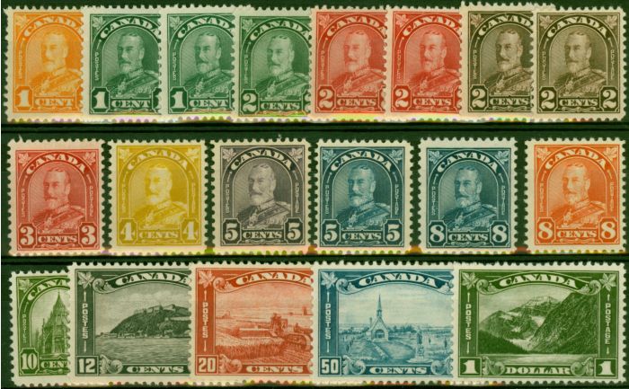 Rare Postage Stamp Canada 1930-31 Extended Set of 19 SG288-303 V.F & Fresh LMM
