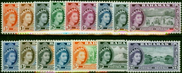 Bahamas 1954 Set of 16 SG201-216 Fine MNH. Queen Elizabeth II (1952-2022) Mint Stamps