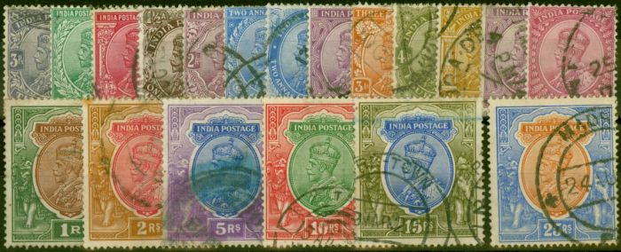 Collectible Postage Stamp India 1911-22 Set of 19 SG151-191 Good Used