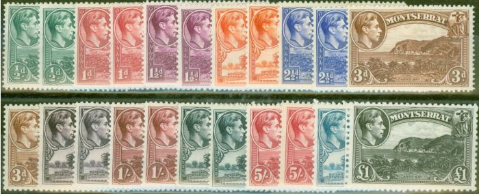 Collectible Postage Stamp from Montserrat 1938-48 Extended set of 22 SG101-112 All Perfs Fine Lightly Mtd Mint CV £340