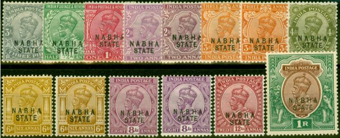 Collectible Postage Stamp from Nabha 1913 Extended Set of 14 SG49-58 Fine Mtd Mint CV £115
