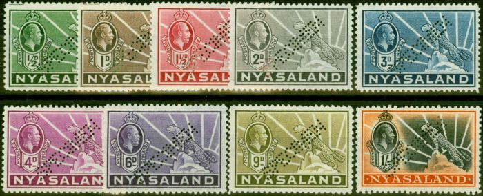 Old Postage Stamp Nyasaland 1934-35 Perf Specimen Set of 9 SG114s-122s V.F VLMM