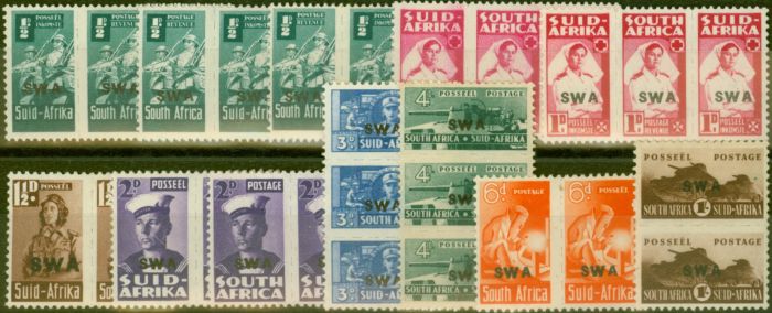 Valuable Postage Stamp from S.W.A 1943-44 War Effort Extended set of 12 SG123-130 All Shades Fine Mtd Mint