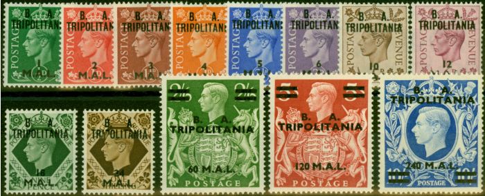 Valuable Postage Stamp Tripolitania 1950 Set of 13 SGT14-T26 V.F MNH