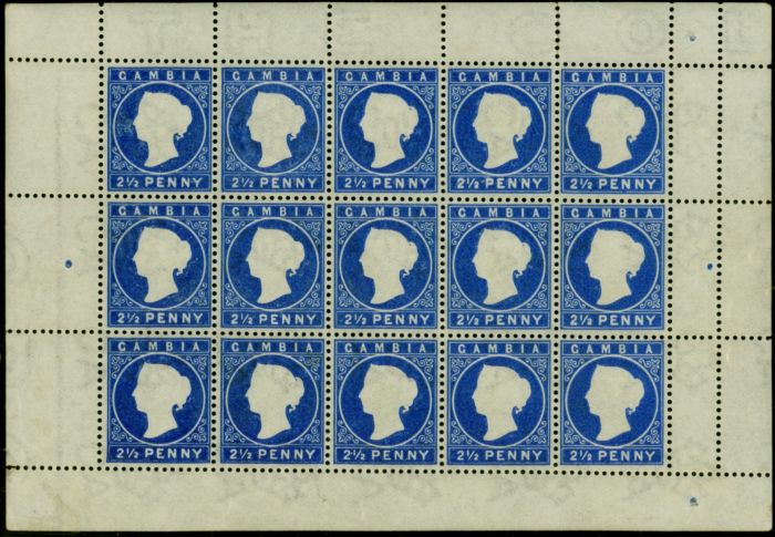 Valuable Postage Stamp Gambia 1886 2 1/2d Deep Blue SG27 V.F MNH Complete Sheet of 15