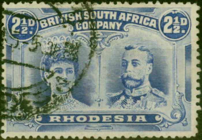 Rare Postage Stamp Rhodesia 1910 2 1/2d Dull Blue SG132 Fine Used (2)
