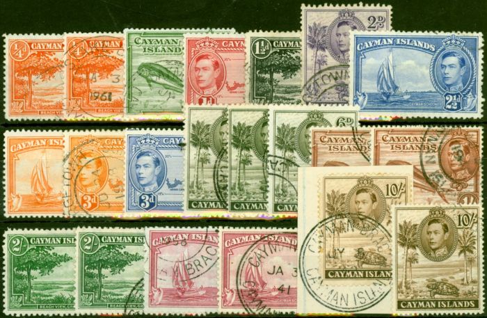 Valuable Postage Stamp from Cayman Islands 1938-48 Extended Set of 21 SG115-126a Fine Used CV £120+