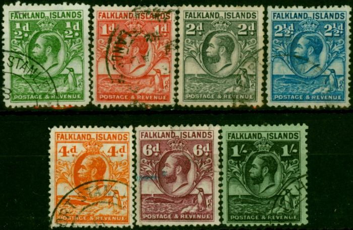 Falkland Islands 1929-32 Set of 7 to 1s SG116-122 Fine Used  King George V (1910-1936) Collectible Stamps