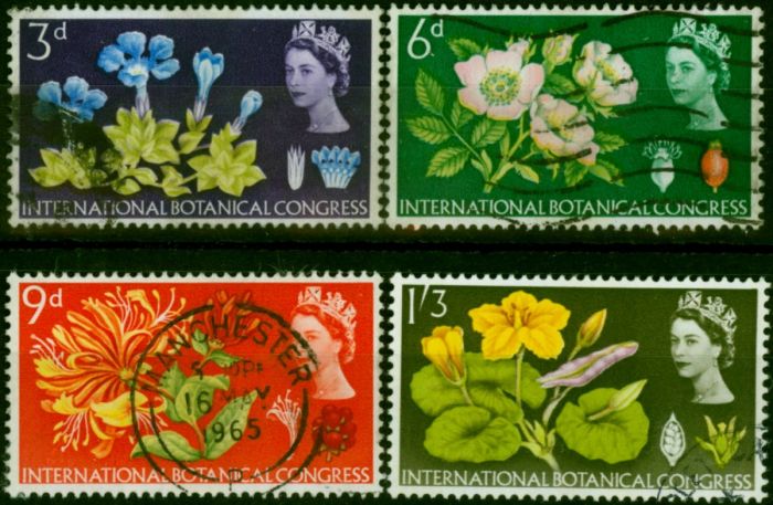 GB 1964 Botanical Phosphor Set of 4 SG655p-658p Fine Used . Queen Elizabeth II (1952-2022) Used Stamps