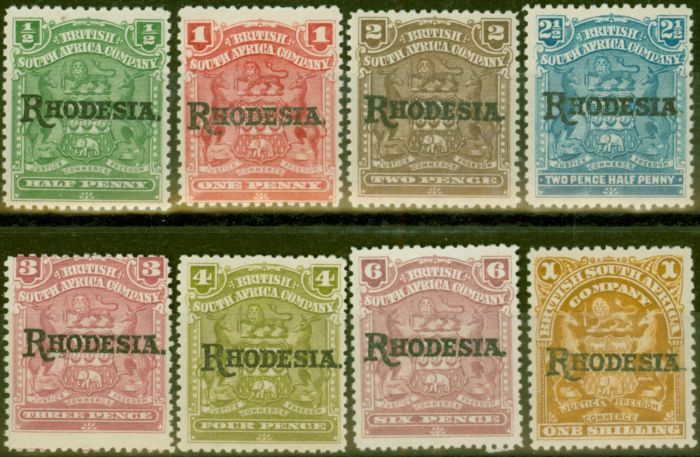 Valuable Postage Stamp from Rhodesia 1909 set of 8 to 1s SG100-107 V.F Lightly Mtd Mint
