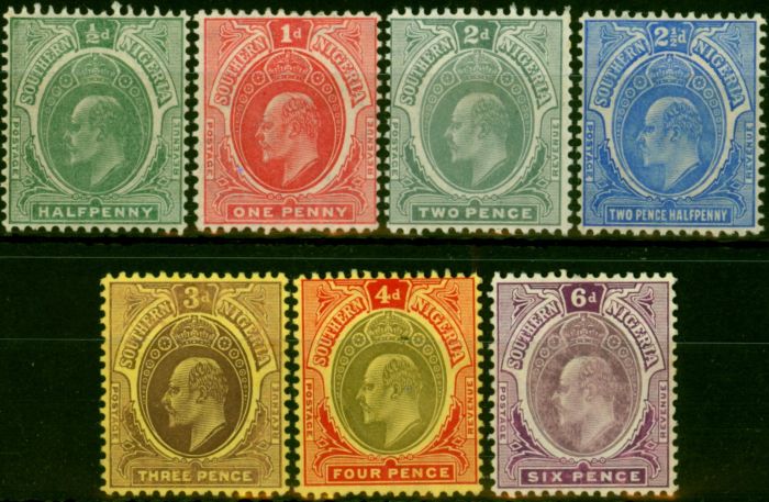 Collectible Postage Stamp Southern Nigeria 1907-11 Set of 7 to 6d SG33-39a Fine LMM
