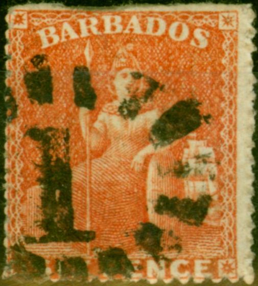 Collectible Postage Stamp from Barbados 1870 6d Orange SG33 Good Used