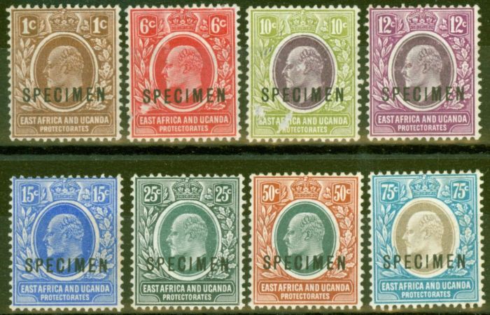 Old Postage Stamp from KUT 1907-08 Specimen set of 8 SG34s-42s (ex 3c) Fine Mtd Mint