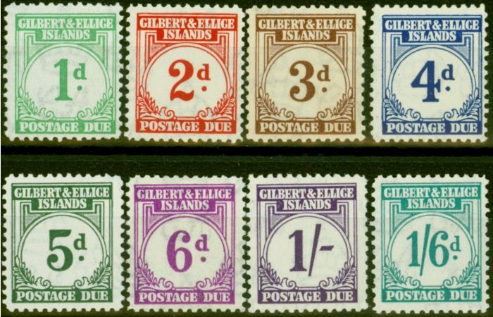 Collectible Postage Stamp from Gilbert & Ellice Islands 1940 Postage Due Set of 8 SGD1-D8 Fine MNH