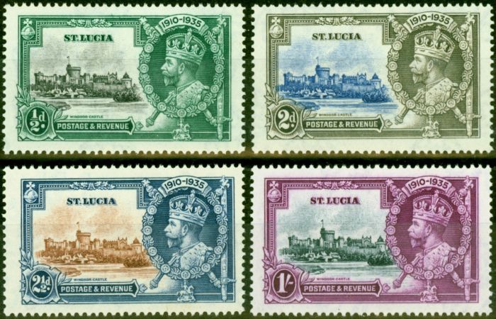 Rare Postage Stamp from St Lucia 1935 Jubilee Set of 4 SG109-112 Fine Lightly Mtd Mint