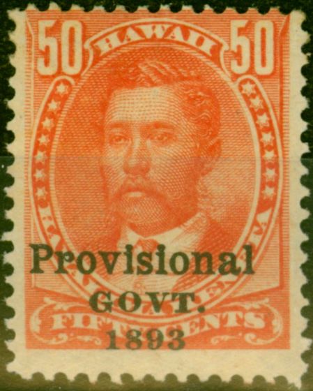 Old Postage Stamp from Hawaii 1894 50c Orange & Vermilion SG75 Fine Mtd Mint