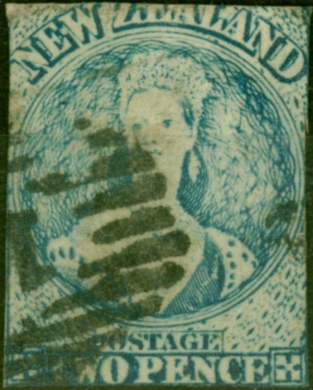 Old Postage Stamp New Zealand 1864 2d Blue SG39 Very Worn Plate Ave Used