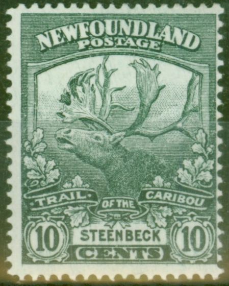 Rare Postage Stamp from Newfoundland 1919 10c Dp Grey-Green SG137 Fine Mtd Mint