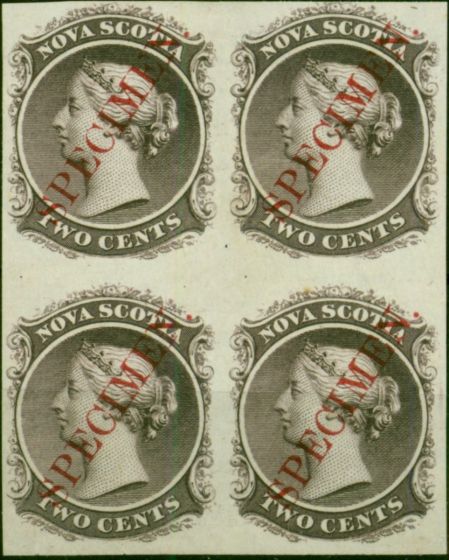 Nova Scotia 1860 2c Dark Slate Violet Plate Proof Unitrade #9TCiii V.F & Fresh Block of 4 . Queen Victoria (1840-1901) Mint Stamps