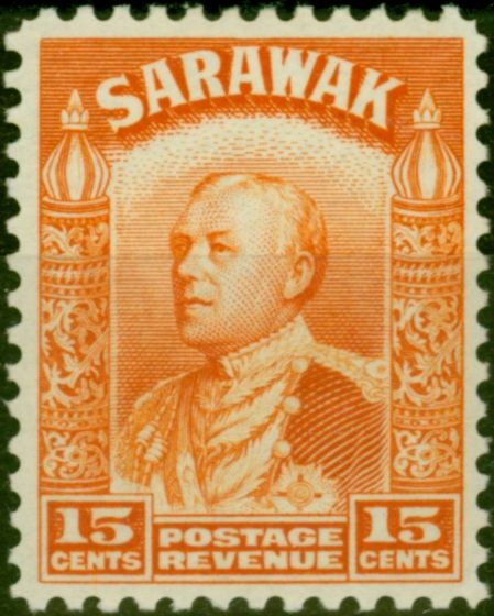 Old Postage Stamp Sarawak 1934 15c Orange SG115 Fine LMM