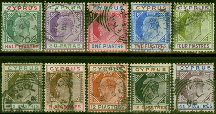 Old Postage Stamp Cyprus 1902-04 Set of 10 SG50-59 Fine Used