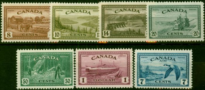 Canada 1946-47 Set of 7 SG401-407 Fine VLMM . King George VI (1936-1952) Mint Stamps