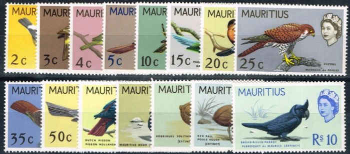 Rare Postage Stamp from Mauritius 1965 Birds set of 15 SG317-331 V.F MNH & VLMM