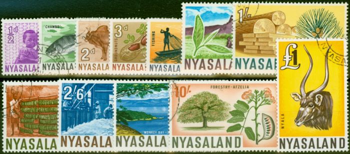 Collectible Postage Stamp Nyasaland 1964 Set of 12 SG199-210 V.F.U
