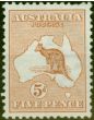 Rare Postage Stamp from Australia 1913 5d Chestnut SG8 Good Lightly Mtd Mint