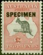 Collectible Postage Stamp from Australia 1930 £2 Black & Rose Specimen SG114s Superb MNH