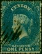 Ceylon 1861 1d Dull Blue SG28 Fine Used  Queen Victoria (1840-1901) Collectible Stamps