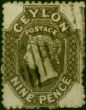 Ceylon 1863 9d Sepia SG47 P.13 Fine Used Scarce  Queen Victoria (1840-1901) Valuable Stamps