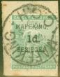 Rare Postage Stamp from Mafeking 1900 1d on 1/2d Green SG1 Fine Used on Piece