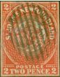 Valuable Postage Stamp from Newfoundland 1857 2d Scarlet-Vermilion SG2 Good Used Example of this Rare Classic CV £6500