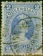Old Postage Stamp Queensland 1882 2s Bright Blue SG152 Good Used (2)