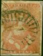 Rare Postage Stamp Victoria 1850 1d Pale Dull Red-Brown SG5a Ave Used Repaired