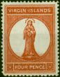 Virgin Islands 1887 4d Chestnut SG35 Fine MM. Queen Victoria (1840-1901) Mint Stamps