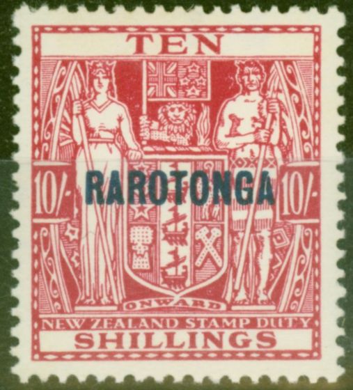 Valuable Postage Stamp from Rarotonga 1931 10s Carmine-Lake SG97 V.F MNH