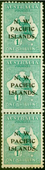 Rare Postage Stamp from New Guinea 1915 1s Green SG81 (A,B & C) Fine & Fresh Mtd Mint Strip of 3