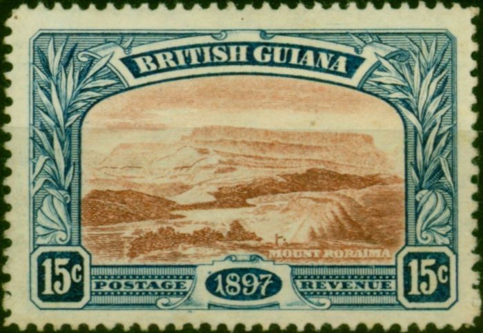 Valuable Postage Stamp British Guiana 1898 15c Red-Brown & Blue SG221 Good MM