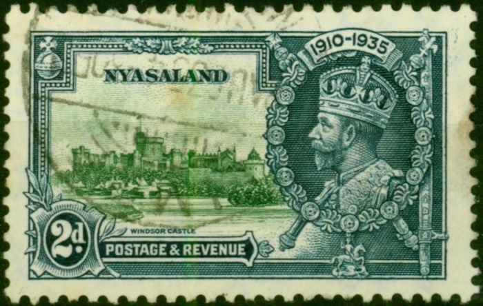 Nyasaland 1935 2d Green & Indigo SG124m 'Bird by Turret' Good Used  King George V (1910-1936) Valuable Stamps