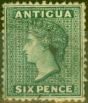 Old Postage Stamp from Antigua 1876 6d Blue-Green SG15x Wmk Reversed Fine Used