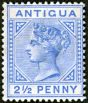 Collectible Postage Stamp from Antigua 1887 2 1/2d Ultramarine SG27b Triangle Detached V.F Very Lightly Mtd Mint Choice Example