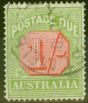 Collectible Postage Stamp from Australia 1923 1s Scarlet & Pale Yellow-Green SGD85 V.F.U