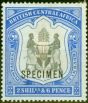 Rare Postage Stamp from B.C.A Nyasaland 1897 2s6d Black & Ultramarine Specimen SG48s Fine Mtd Mint