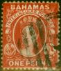 Old Postage Stamp from Bahamas 1882 1d Scarlet-Vermilion SG40 Fine Used Stamp