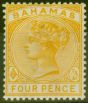 Old Postage Stamp from Bahamas 1884 4d Dp Yellow SG53 Fine & Fresh Mtd Mint