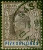 Rare Postage Stamp Bahamas 1902 5s Dull Purple & Blue SG69 Fine Used