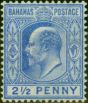 Old Postage Stamp Bahamas 1907 2 1/2d Ultramarine SG73 Fine & Fresh MM