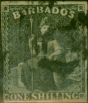 Old Postage Stamp Barbados 1858 1s Brown-Black SG12 Ave Used
